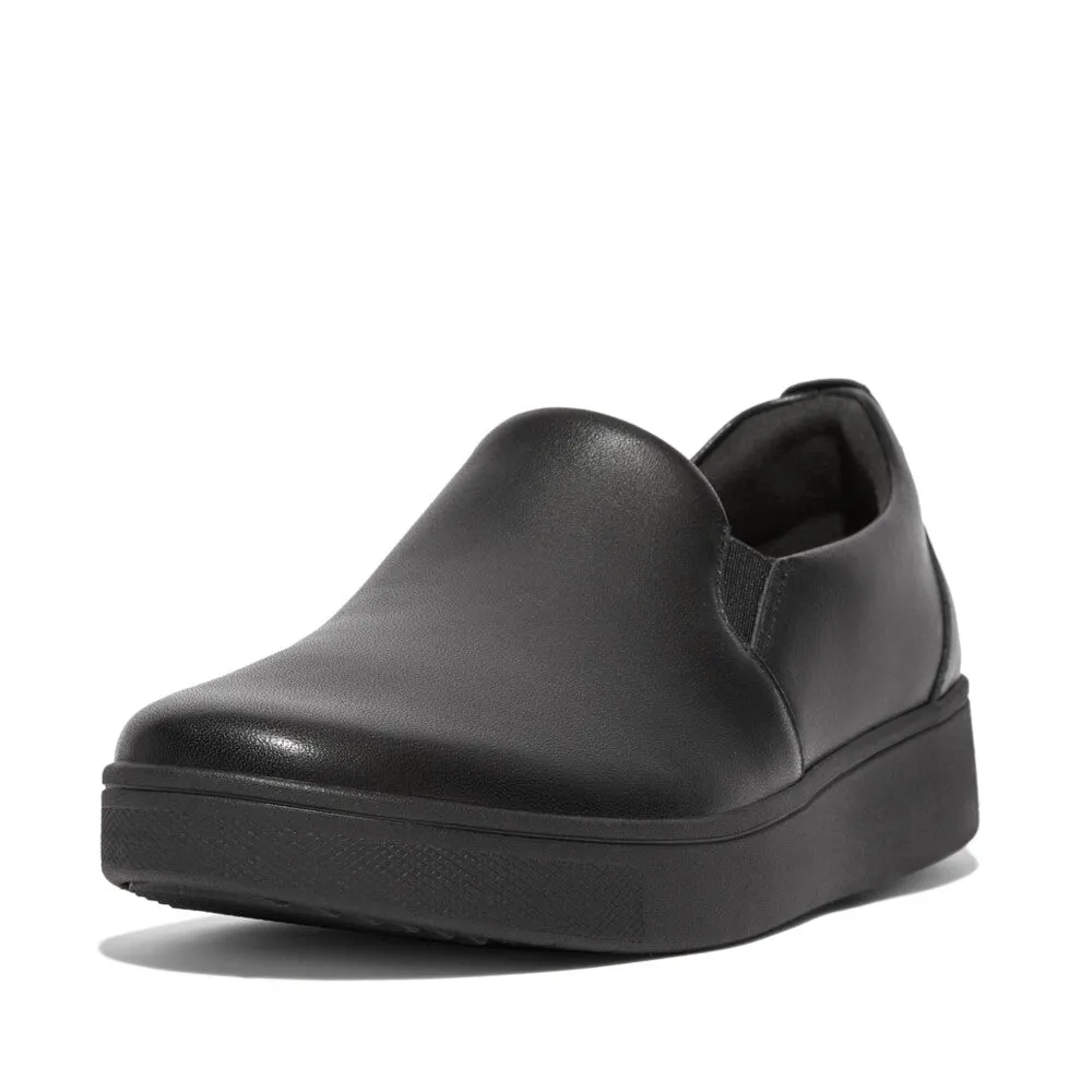 Fitflop Rally Leather Slip-On Skate Sneakers Black/Black