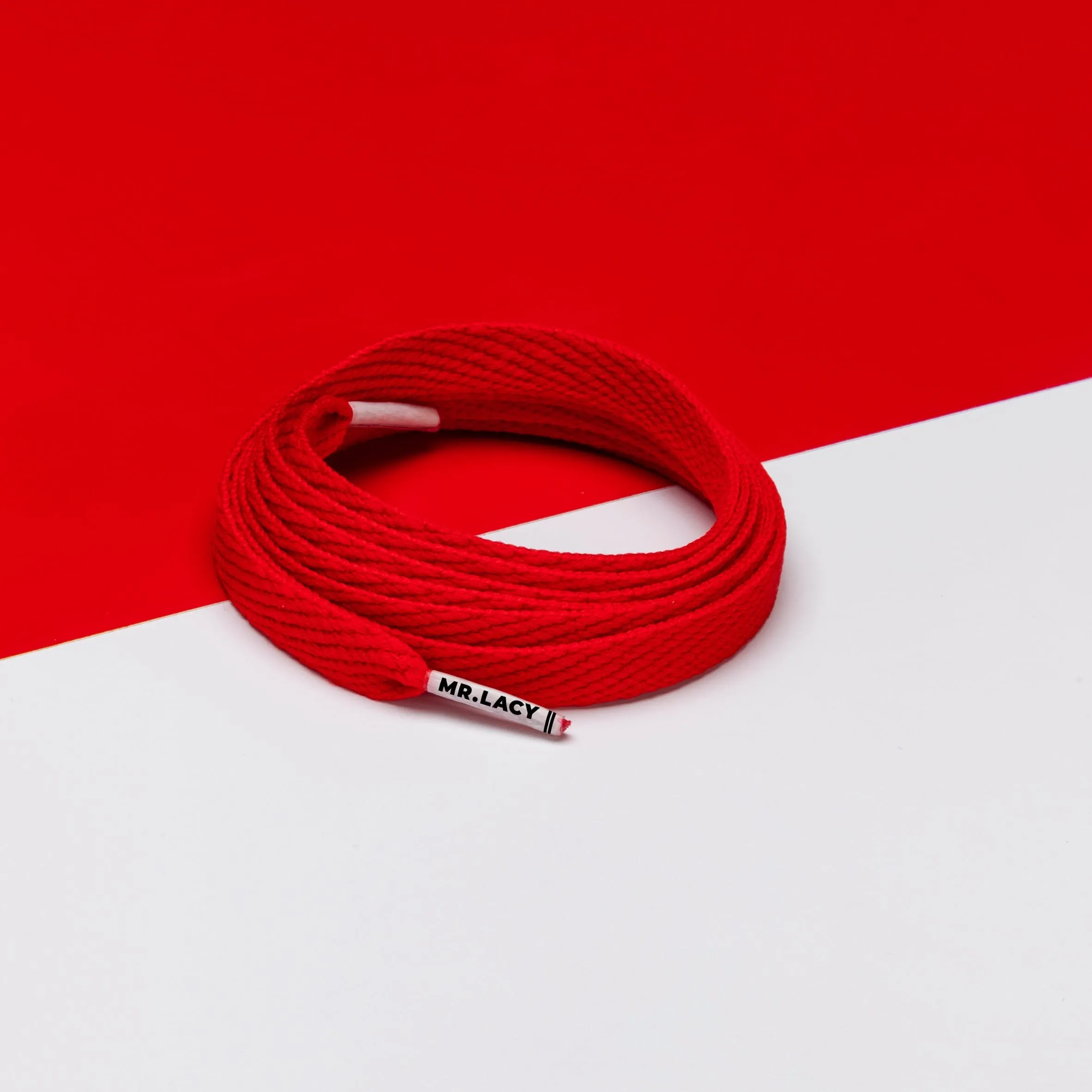 Flatties Coloured Tips Shoelaces · Red with White Tip