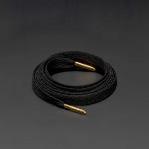 Flatties Metal Tips Shoelaces · Black with Gold Tip