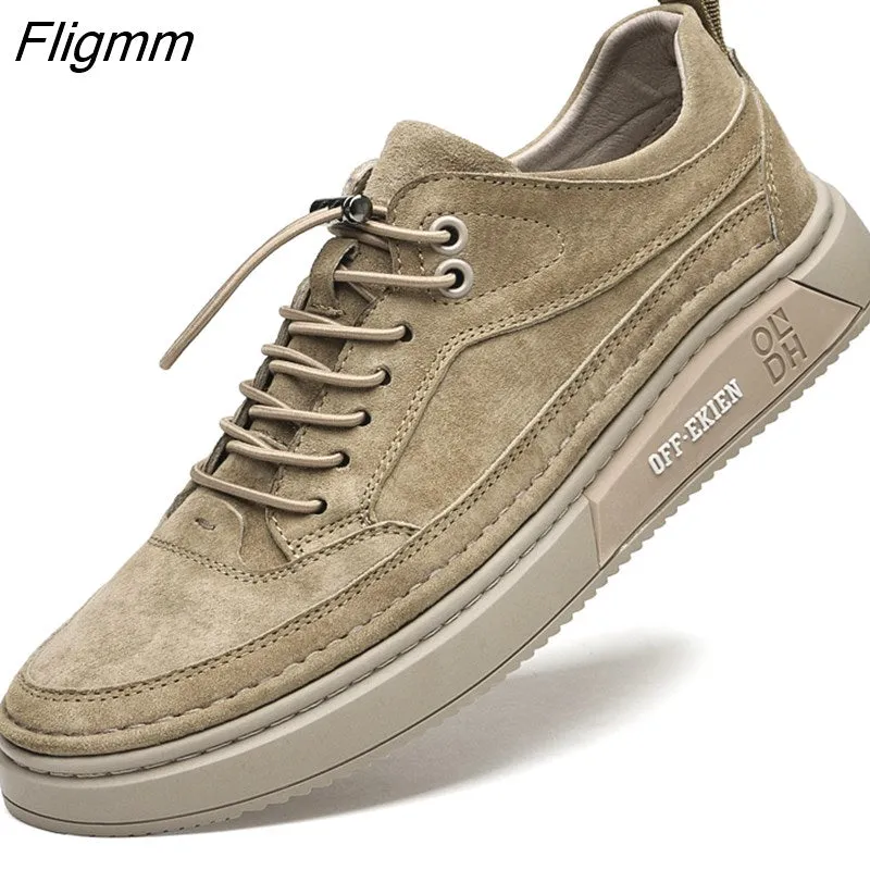 Fligmm Men Shoes fashion Genuine Leather Loafers Breathable Autumn lace up comfortable Casual Shoes Outdoor Men Sneakers shoes 516-1 0410