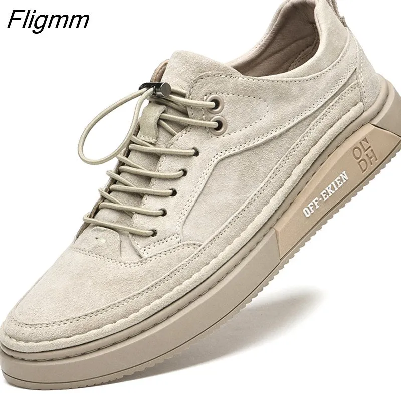 Fligmm Men Shoes fashion Genuine Leather Loafers Breathable Autumn lace up comfortable Casual Shoes Outdoor Men Sneakers shoes 516-1 0410