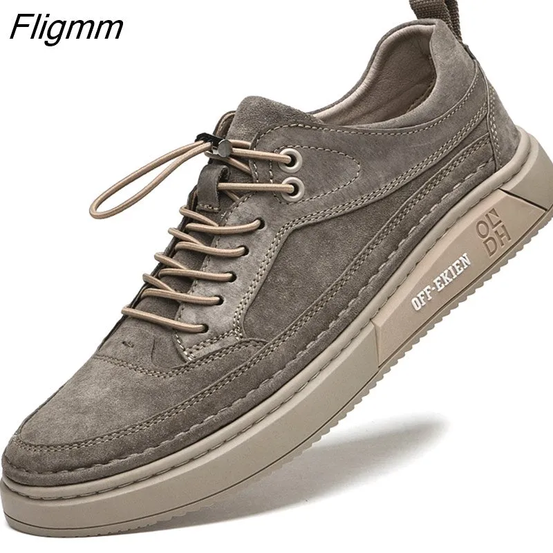 Fligmm Men Shoes fashion Genuine Leather Loafers Breathable Autumn lace up comfortable Casual Shoes Outdoor Men Sneakers shoes 516-1 0410