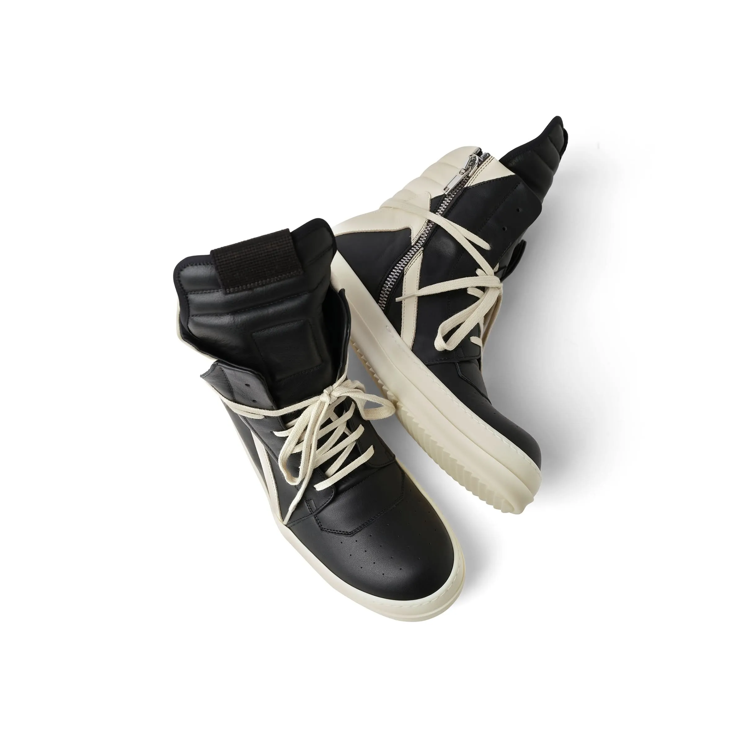 Full Grain Calf Leather Geobasket in Black/Milk