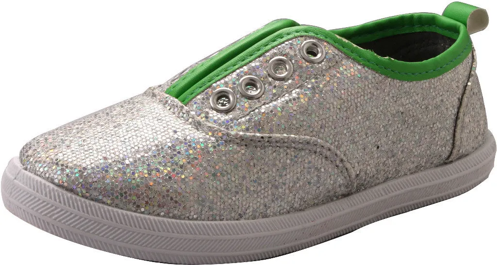 girl's youth size 11-3 silver glitter slip ons Case of 18