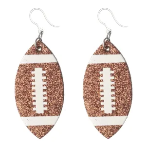 Glitter Football Dangles Hypoallergenic Earrings for Sensitive Ears Made with Plastic Posts