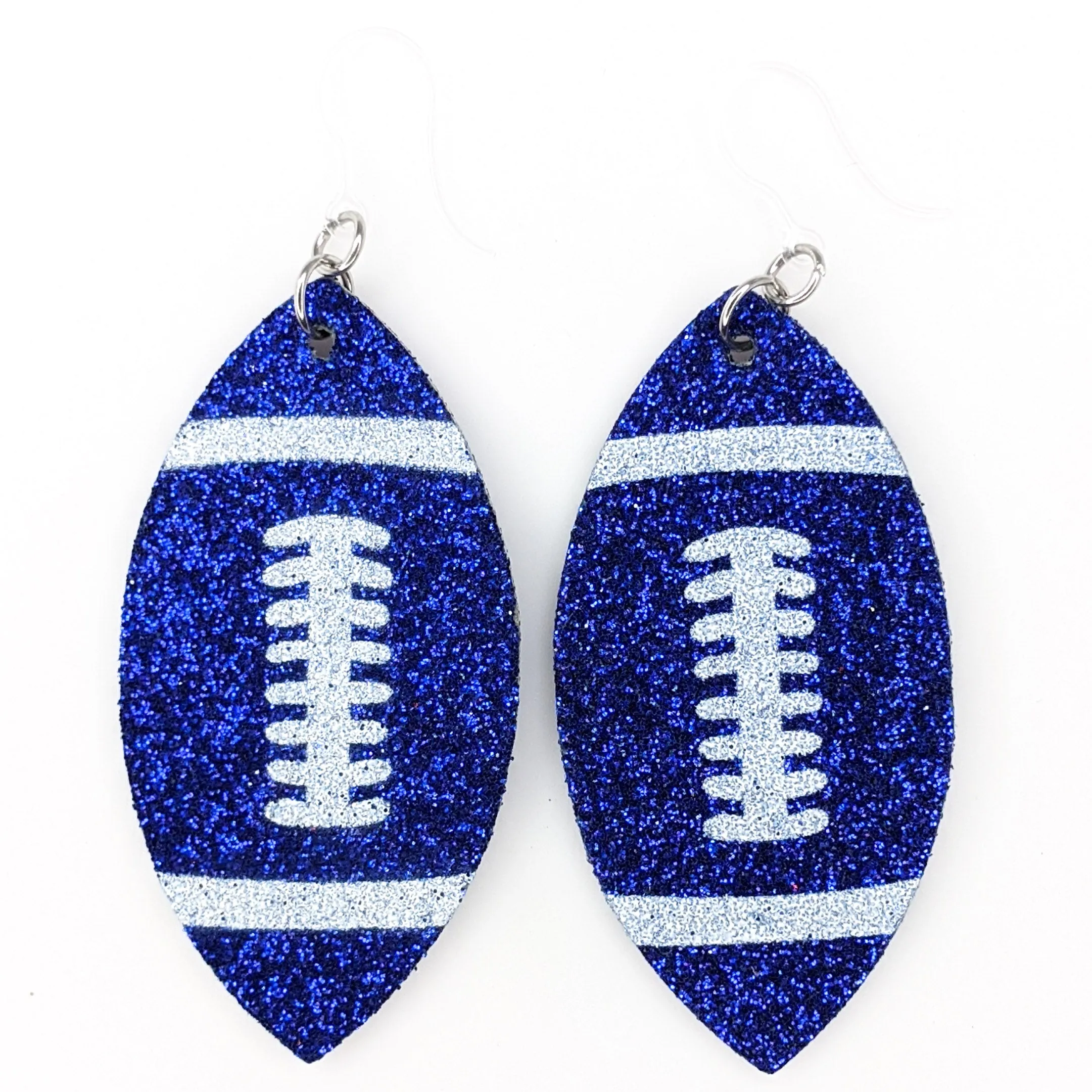 Glitter Football Dangles Hypoallergenic Earrings for Sensitive Ears Made with Plastic Posts