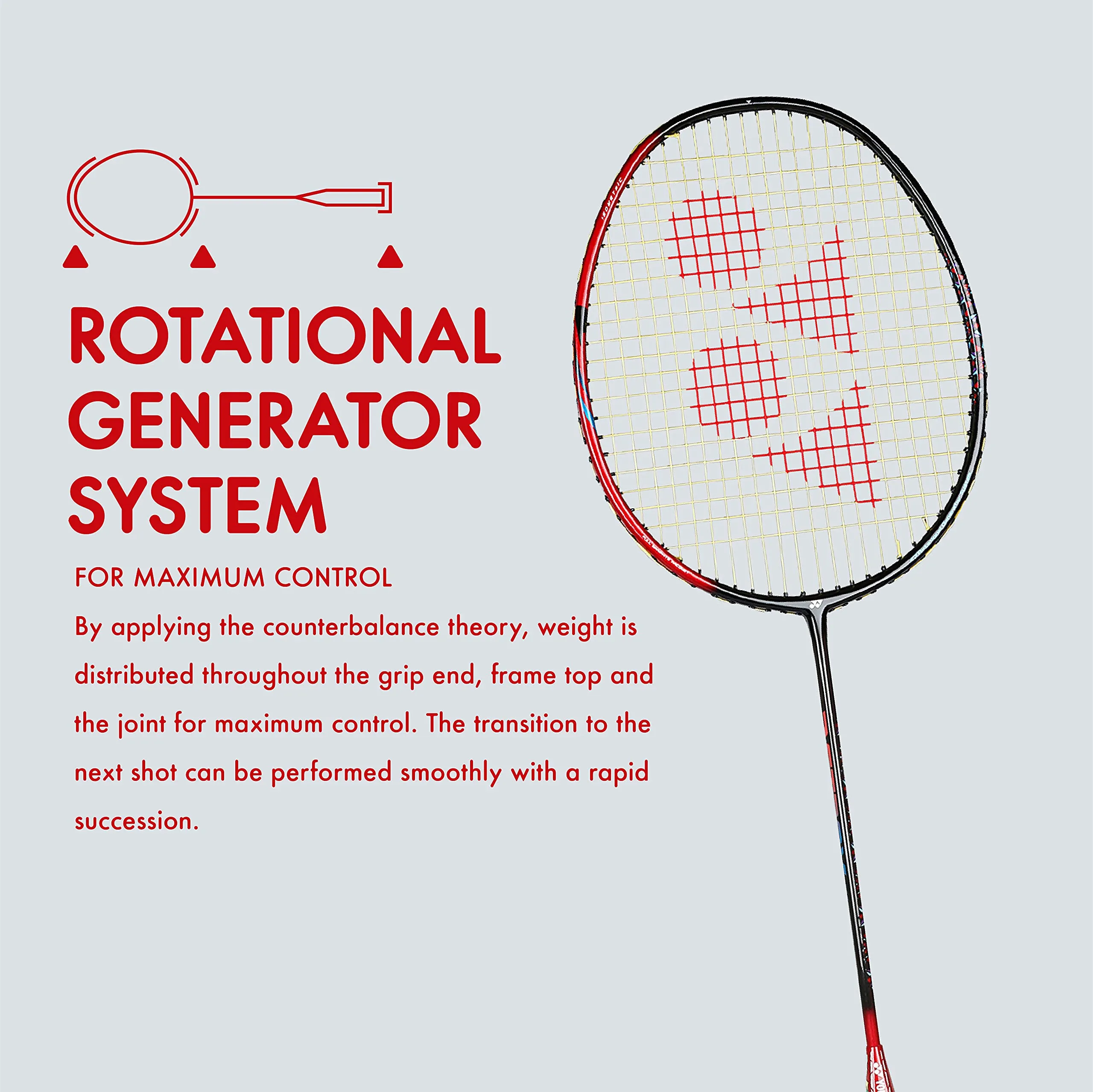 Graphite Badminton Racquet Smash ( Black Flash Red  | G4  | 73 Grams  | 28 lbs Tension)