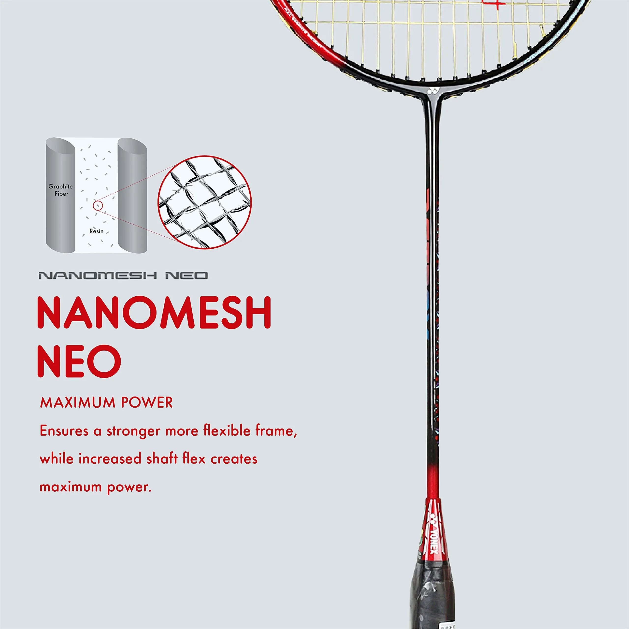 Graphite Badminton Racquet Smash ( Black Flash Red  | G4  | 73 Grams  | 28 lbs Tension)