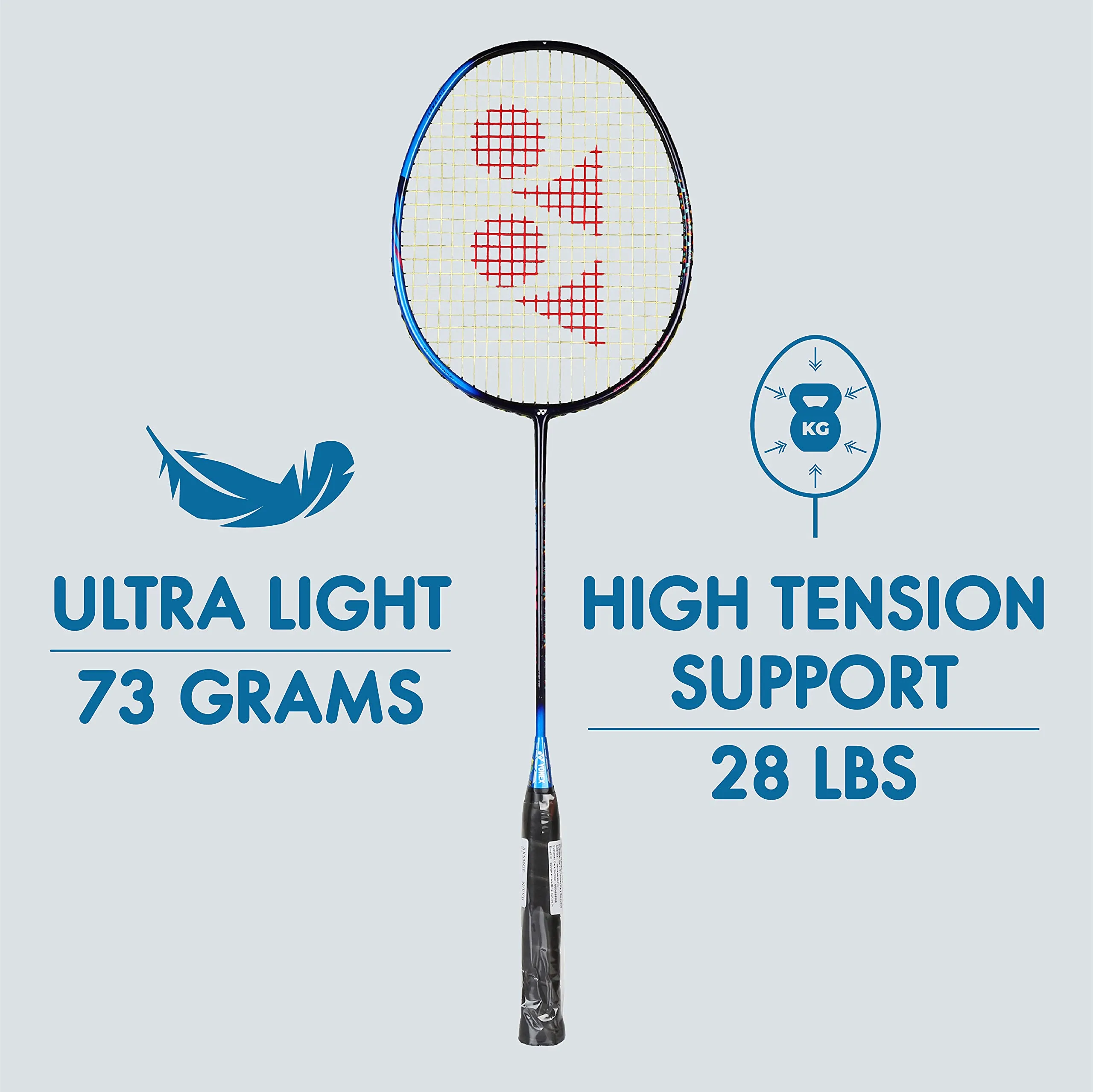 Graphite Badminton Racquet Smash ( White & Navy BlueG4 | 73 Grams | 28 lbs Tension)