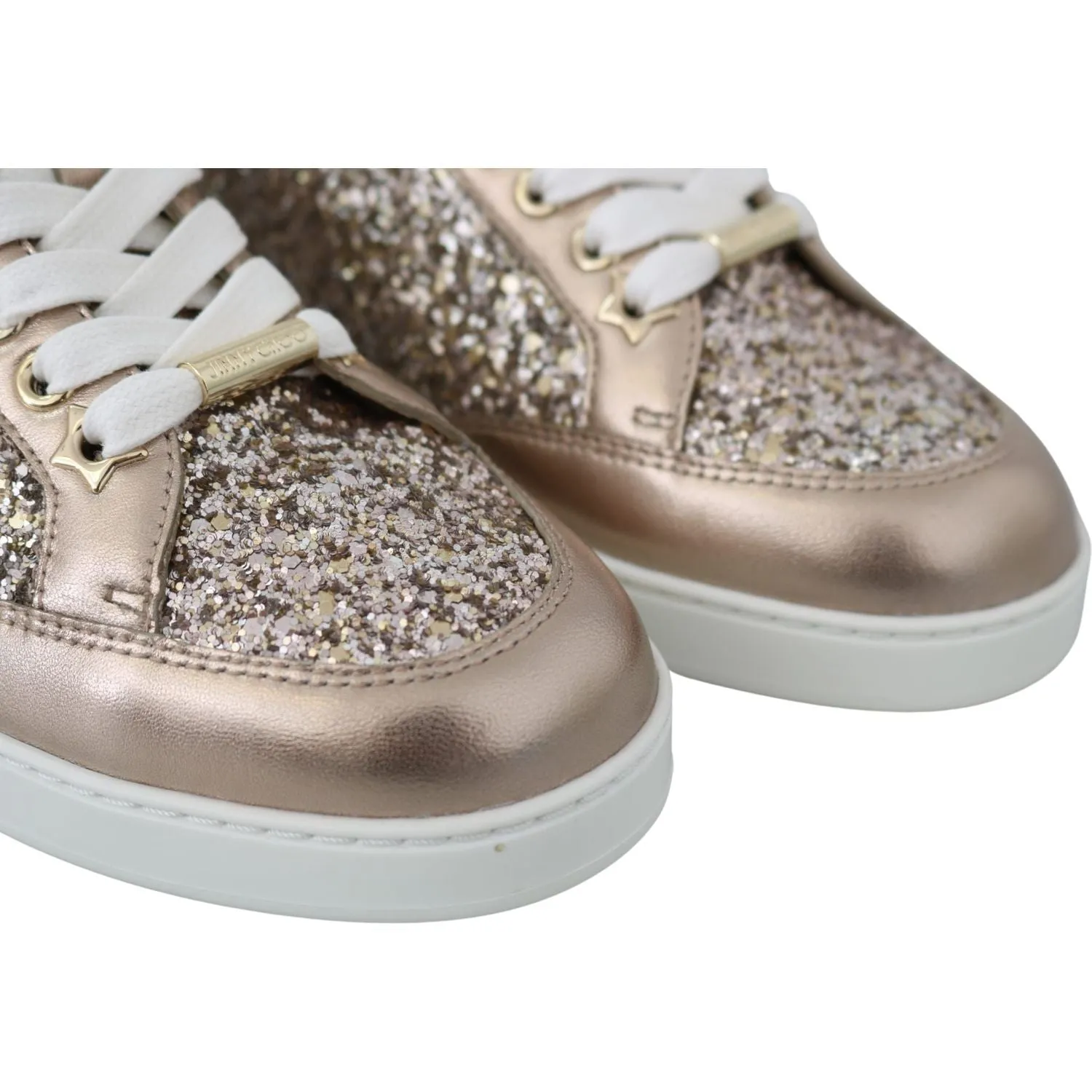 Jimmy Choo Ballet Pink Glitter Leather Sneakers