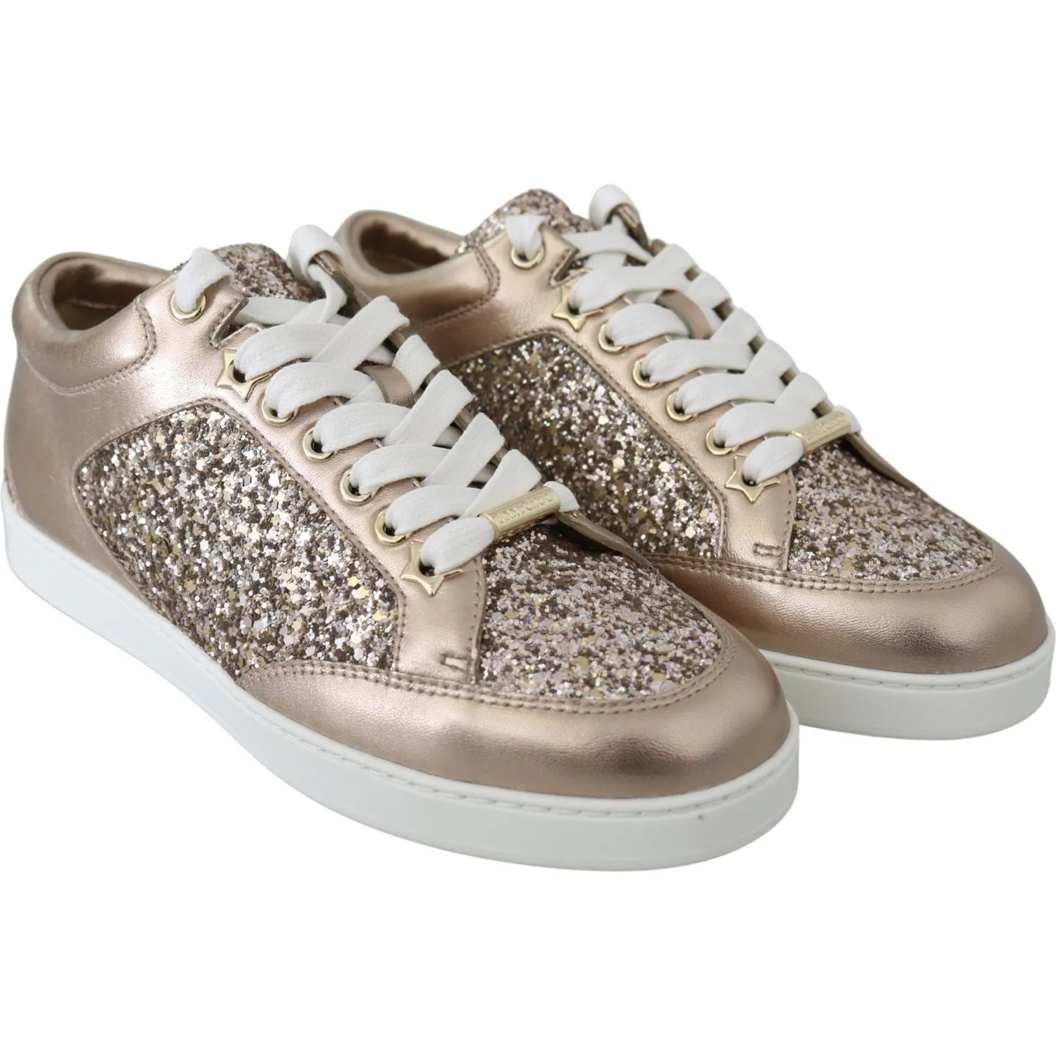 Jimmy Choo Ballet Pink Glitter Leather Sneakers