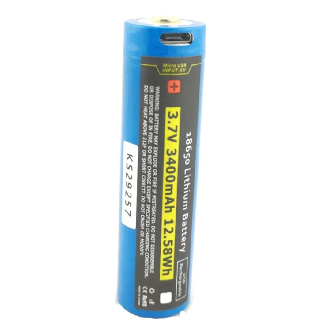 Kraken Sports Battery for Underwater Dive light  18650 3400 mAh Built in USB charger