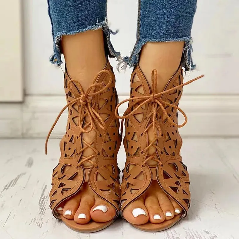 Lace-Up Low Heel Women's Wedge Sandals