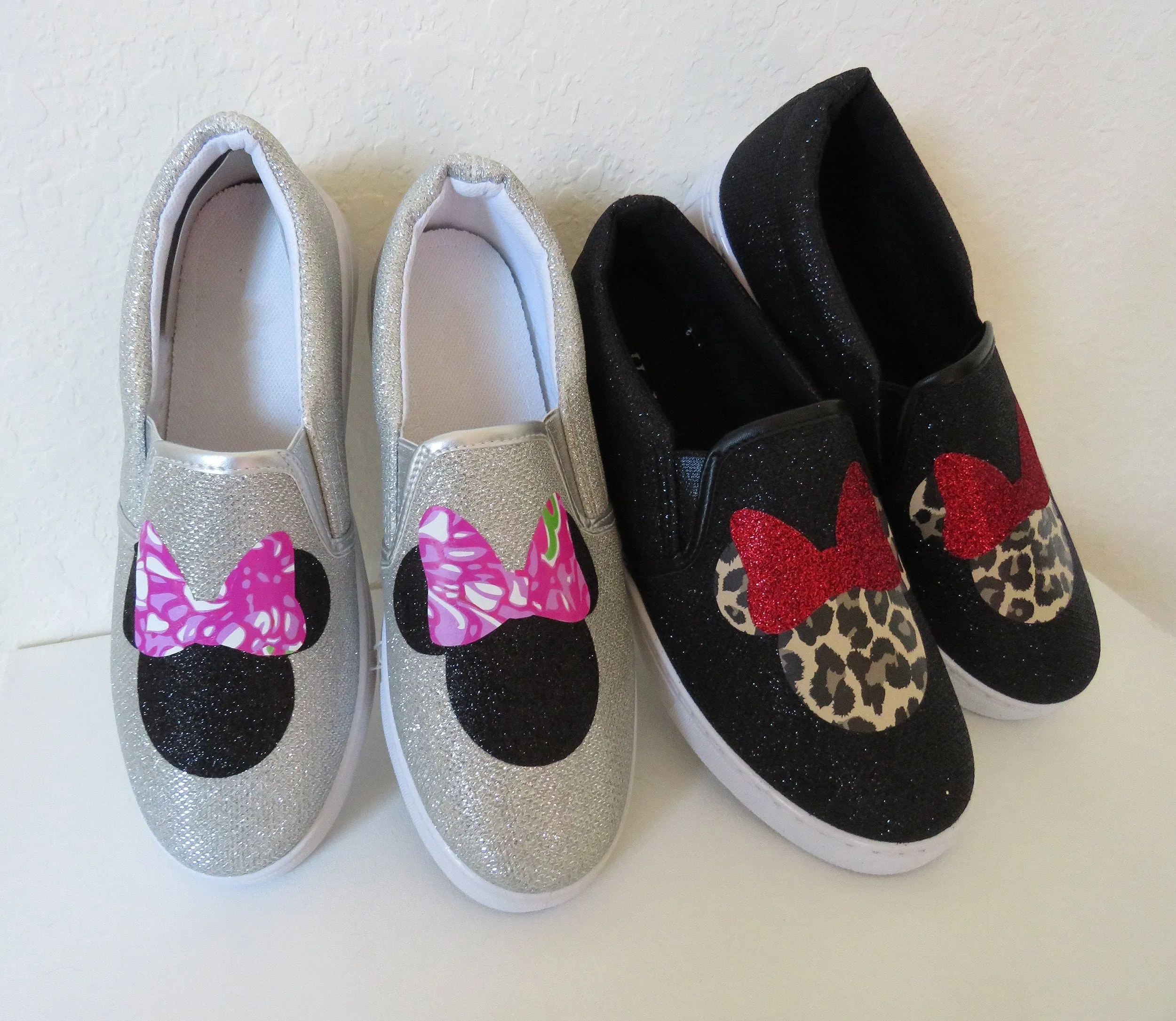 Leopard Mouse Ear Slip on Shoes Sneakers