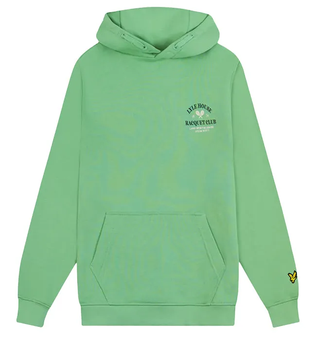 Lyle and Scott Kids Racquet Club Graphic Hoodie Lawn Green