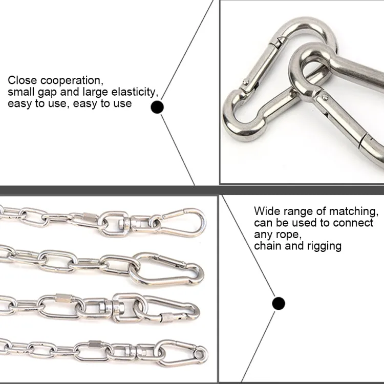 M4 Stainless Steel Carabiner Spring Hook Multi-tool Mountaineering Buckle Lock Camping Hook Rope, Inner Diameter: 3.93mm