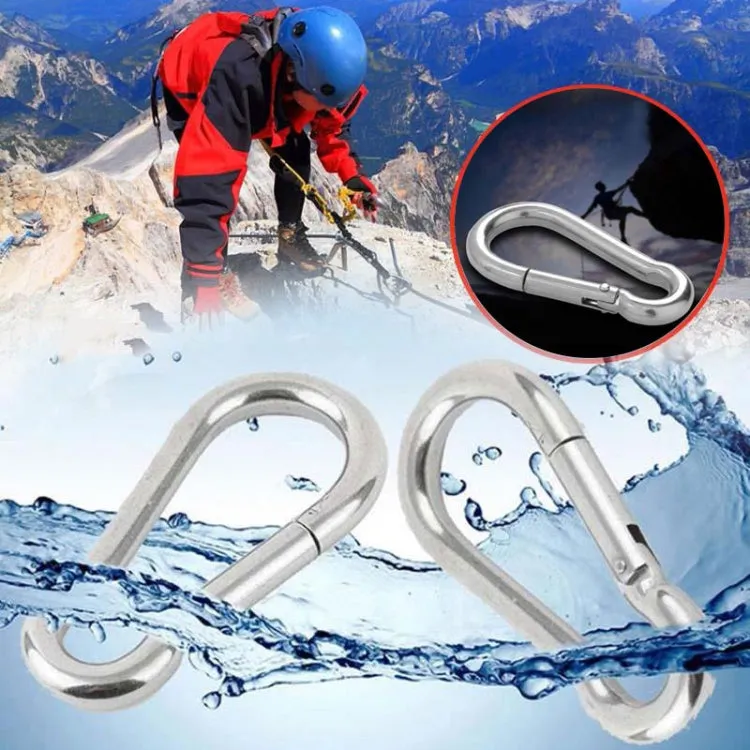 M4 Stainless Steel Carabiner Spring Hook Multi-tool Mountaineering Buckle Lock Camping Hook Rope, Inner Diameter: 3.93mm