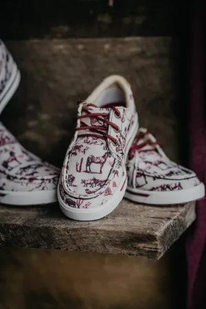 Maroon Western Printed Youth Casual Shoes by Twisted X