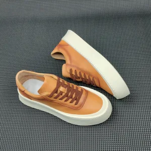 Men Minimalist Leather Casual Skate Sneakers