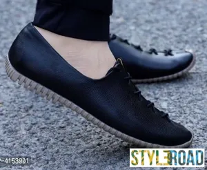 Men's Black Synthetic Leather Solid Casual Shoes