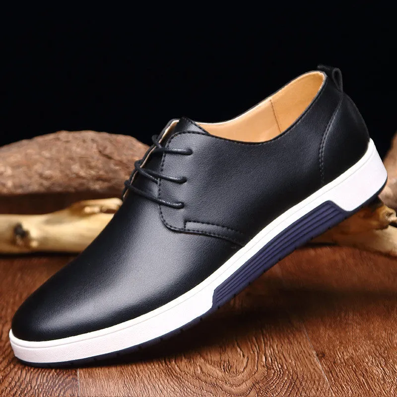 Mens Street Style Casual Leather Shoes in Blue