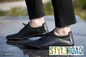 Men's Stylish and Trendy Black Solid Synthetic Casual Lifestyle Shoes