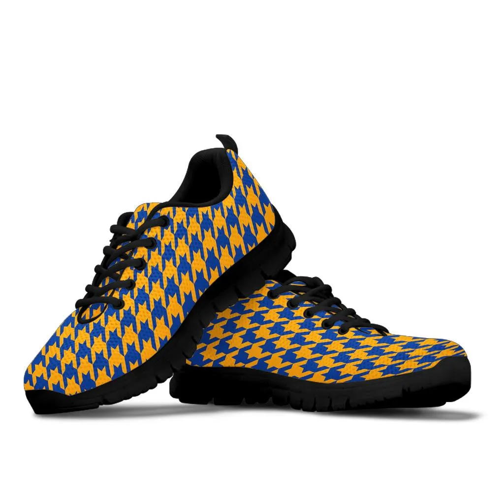 Mesh Sneakers_Blue on Gold_R_HT Pattern