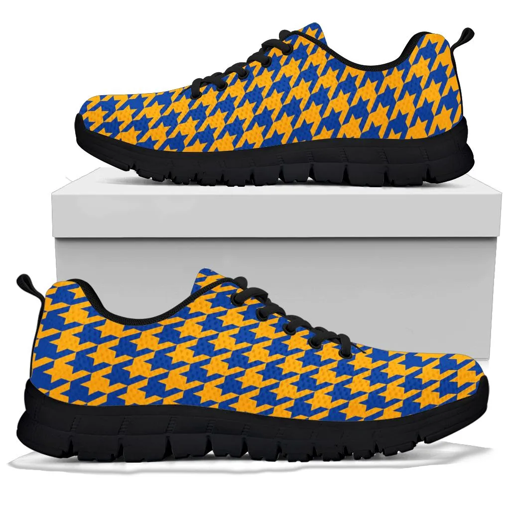 Mesh Sneakers_Blue on Gold_R_HT Pattern