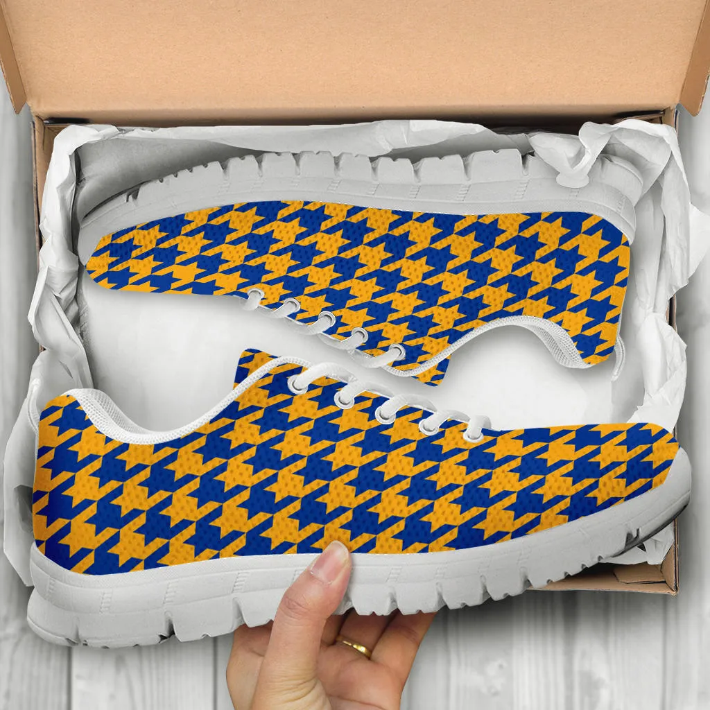 Mesh Sneakers_Blue on Gold_R_HT Pattern