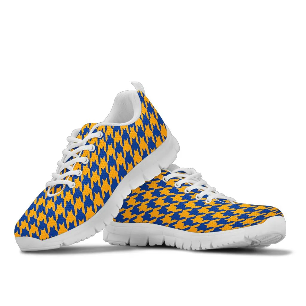 Mesh Sneakers_Blue on Gold_R_HT Pattern