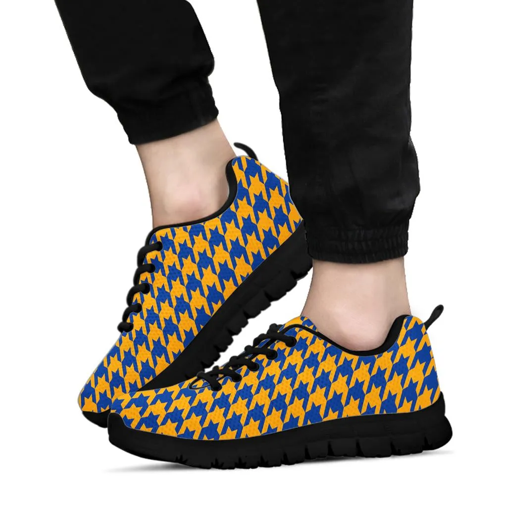 Mesh Sneakers_Blue on Gold_R_HT Pattern