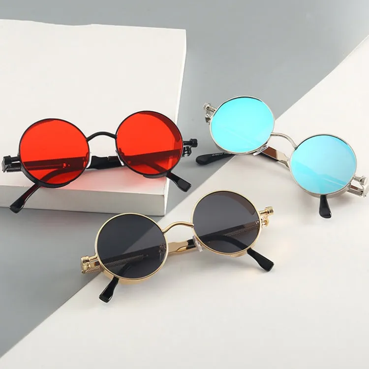 Metal Round Frame Steampunk Retro Sunglasses for Men Women(9)