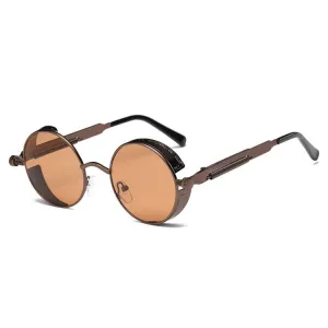 Metal Round Frame Steampunk Retro Sunglasses for Men Women(9)