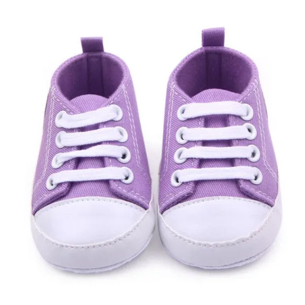 Newest Fashion Baby Boys Girls Canvas Shoes Infant Soft Sole Crib Prewalker 0-12M 12 Colors