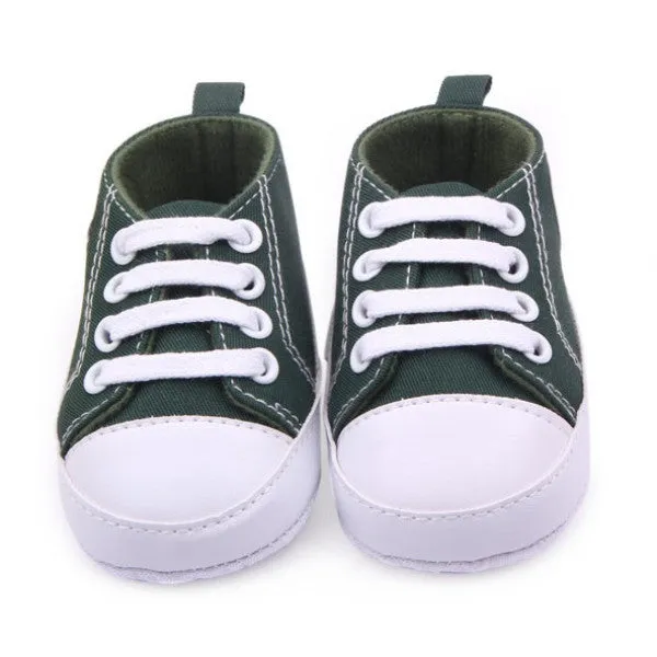 Newest Fashion Baby Boys Girls Canvas Shoes Infant Soft Sole Crib Prewalker 0-12M 12 Colors