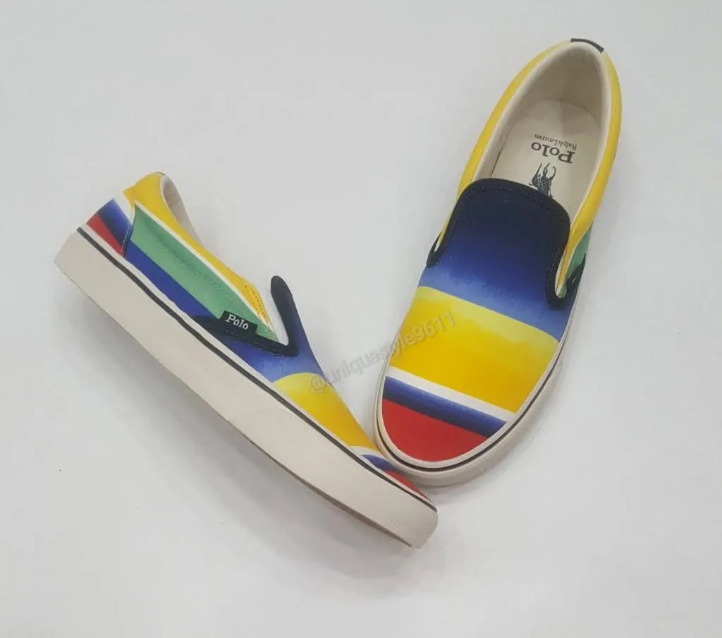 Nwt Polo Ralph Lauren Striped Slip On Sneakers