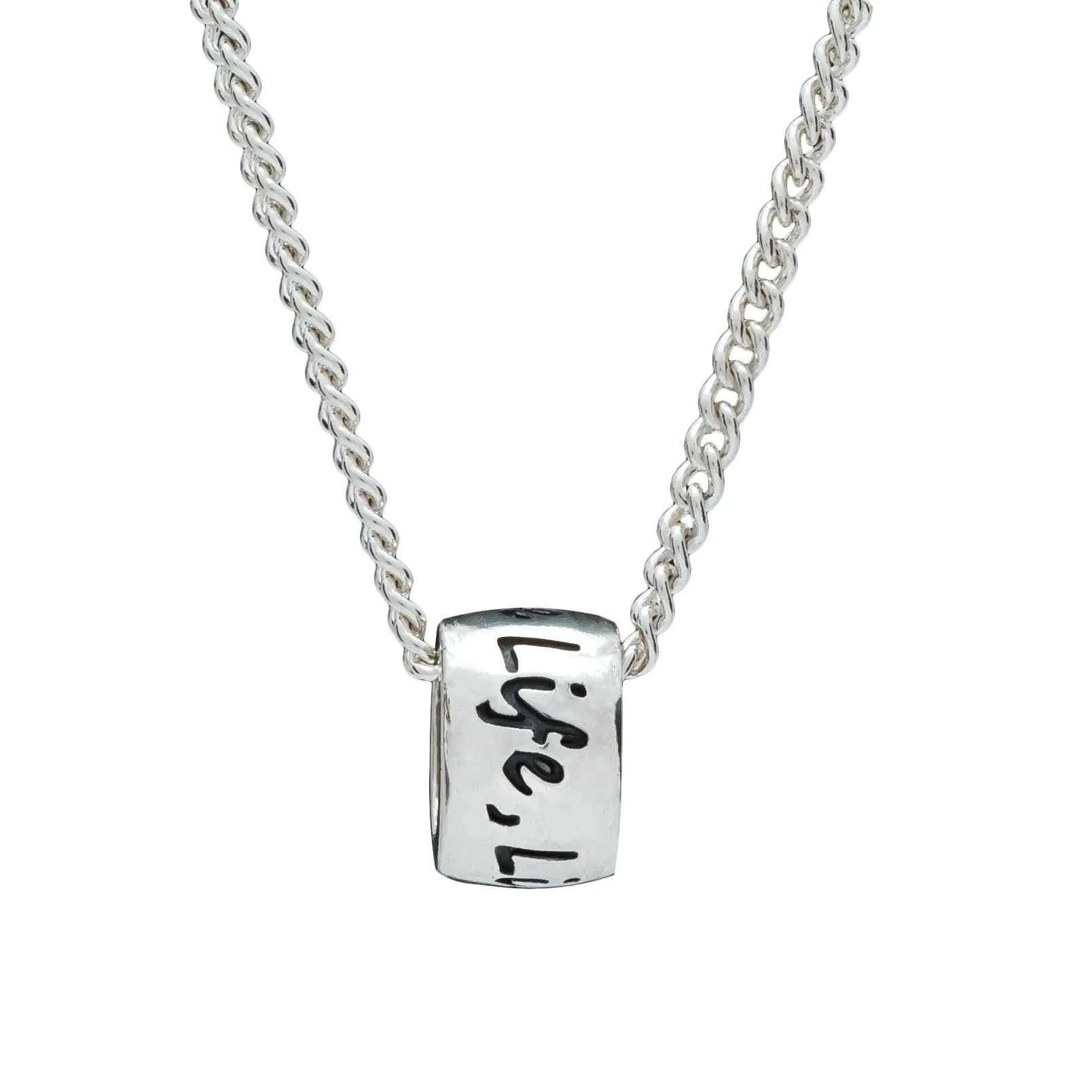 One Life, Live It! Recycled Silver Necklace