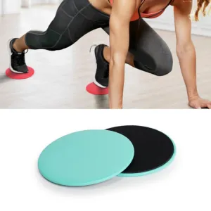 Pilates Yoga Sliding Plate Home Sports Abs Cocked Butt Fitness Foot Sliding Plate(Cyan)