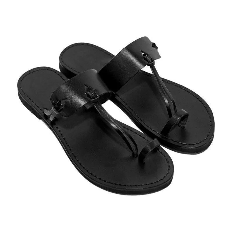 Plain Flat Peep Toe Casual Comfort Sandals