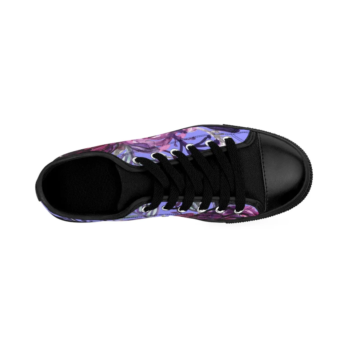 Purple Rose Women's Sneakers, Romantic Floral Print Designer Fashion Tennis Shoes (US Size 6-12)