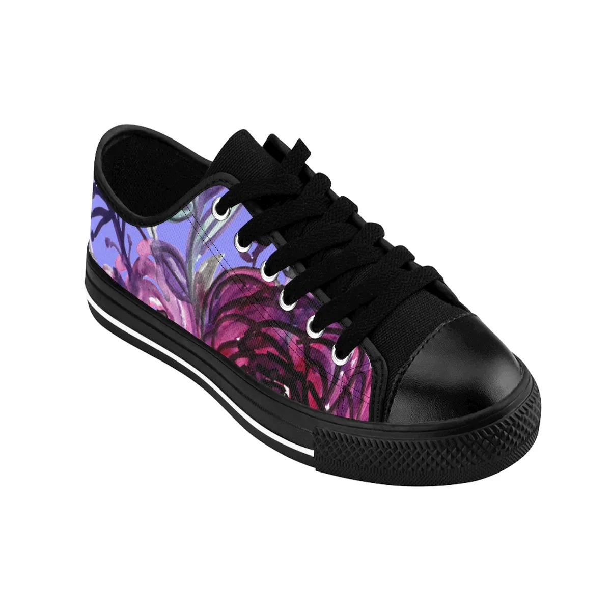 Purple Rose Women's Sneakers, Romantic Floral Print Designer Fashion Tennis Shoes (US Size 6-12)