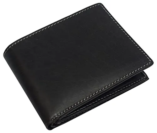 RFID0052BF RFID Blocking Bifold Vintage Buffalo Leather Wallet For Men with Center Flap ID