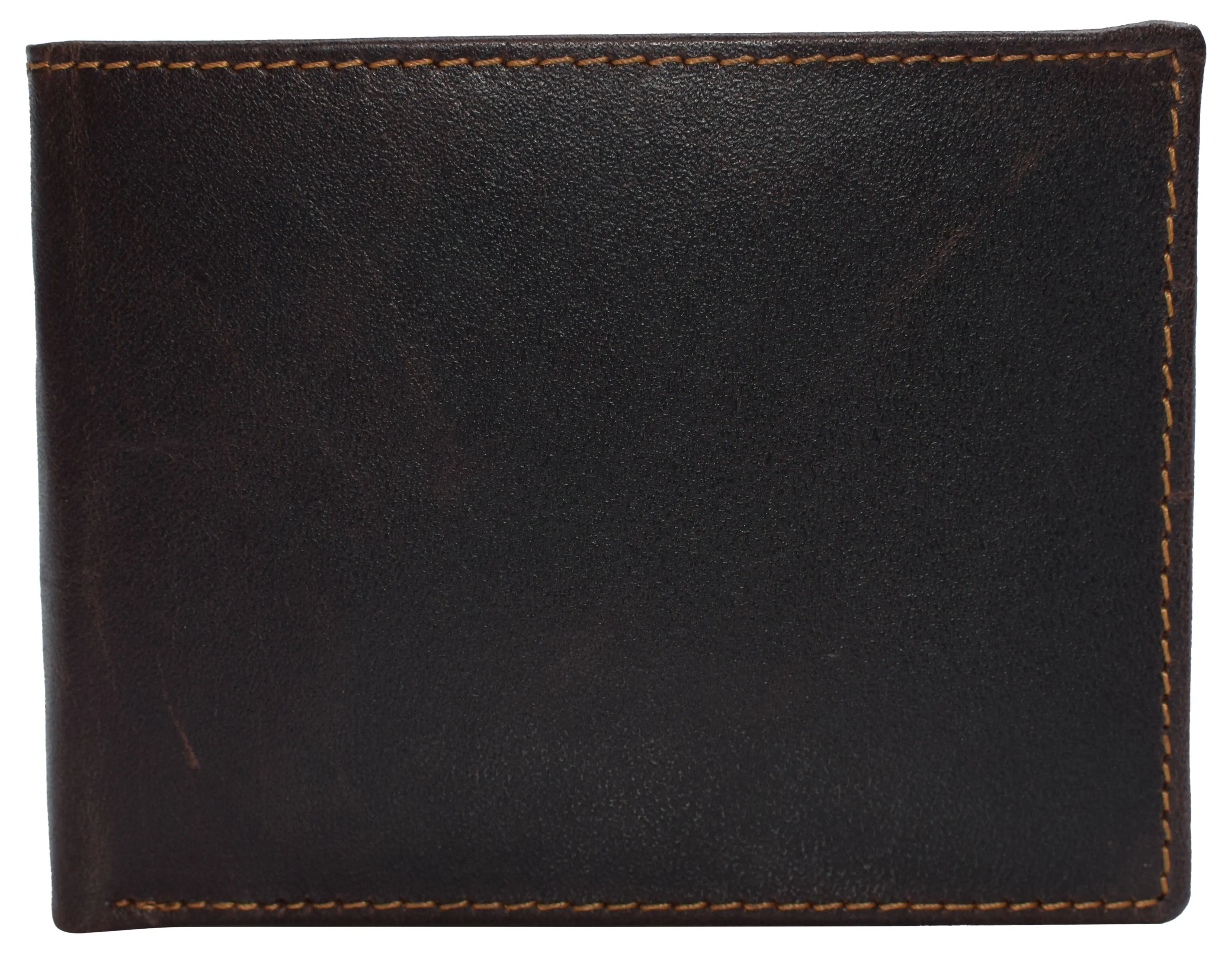 RFID0052BF RFID Blocking Bifold Vintage Buffalo Leather Wallet For Men with Center Flap ID