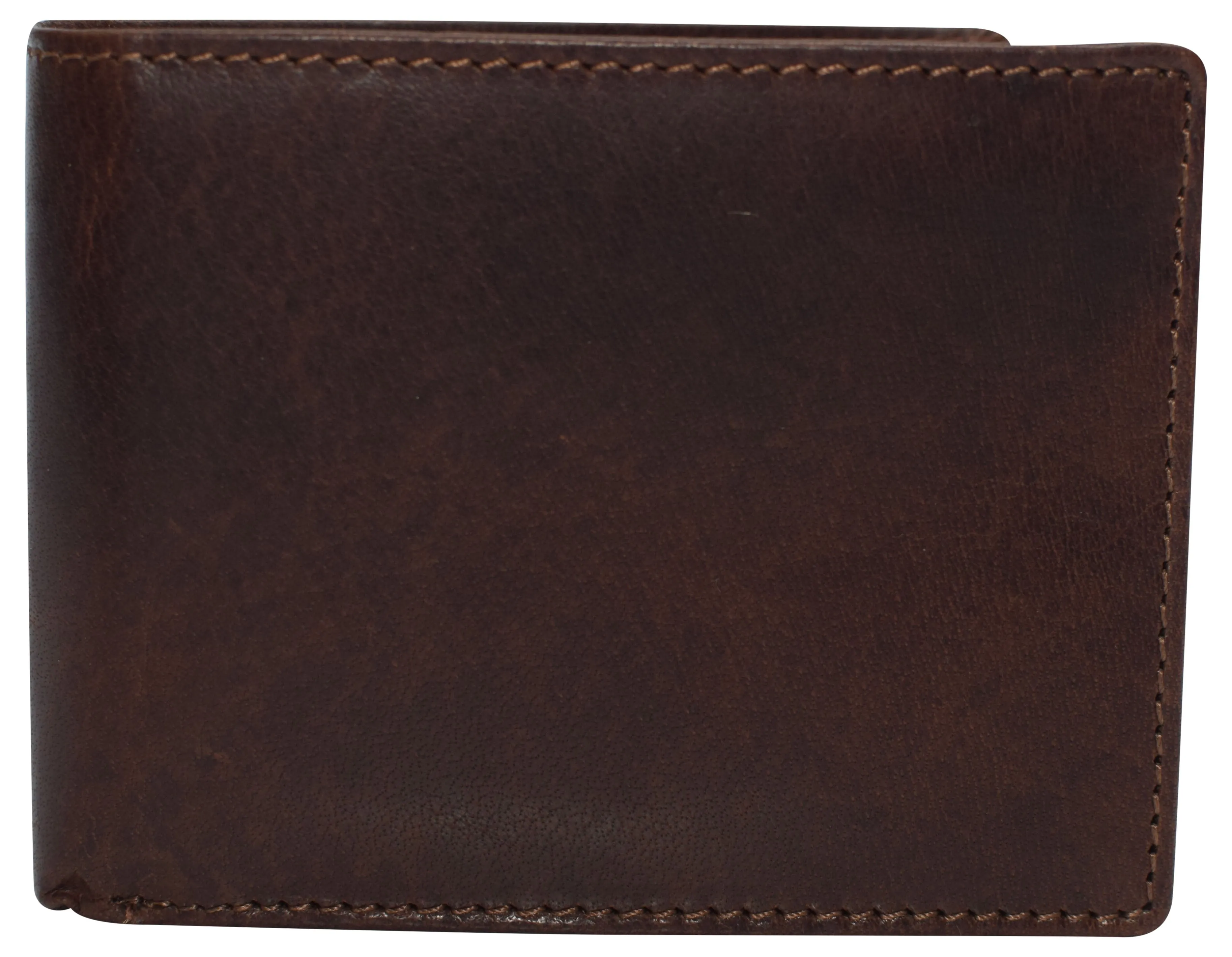 RFID0052BF RFID Blocking Bifold Vintage Buffalo Leather Wallet For Men with Center Flap ID