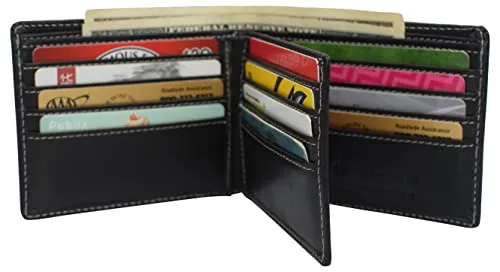 RFID0052BF RFID Blocking Bifold Vintage Buffalo Leather Wallet For Men with Center Flap ID