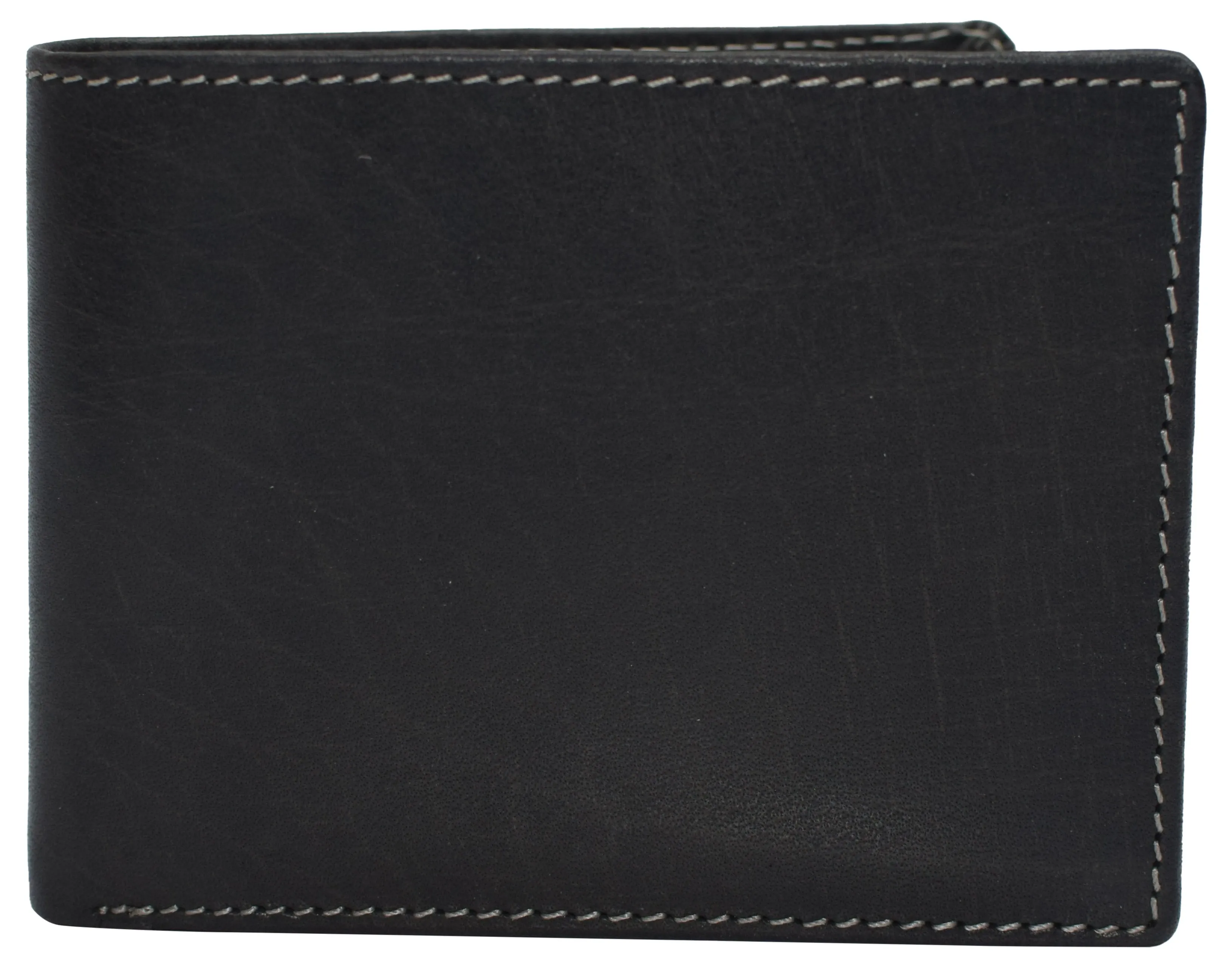 RFID0052BF RFID Blocking Bifold Vintage Buffalo Leather Wallet For Men with Center Flap ID