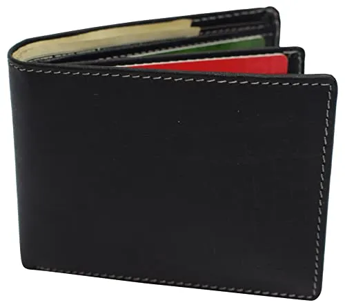 RFID0052BF RFID Blocking Bifold Vintage Buffalo Leather Wallet For Men with Center Flap ID