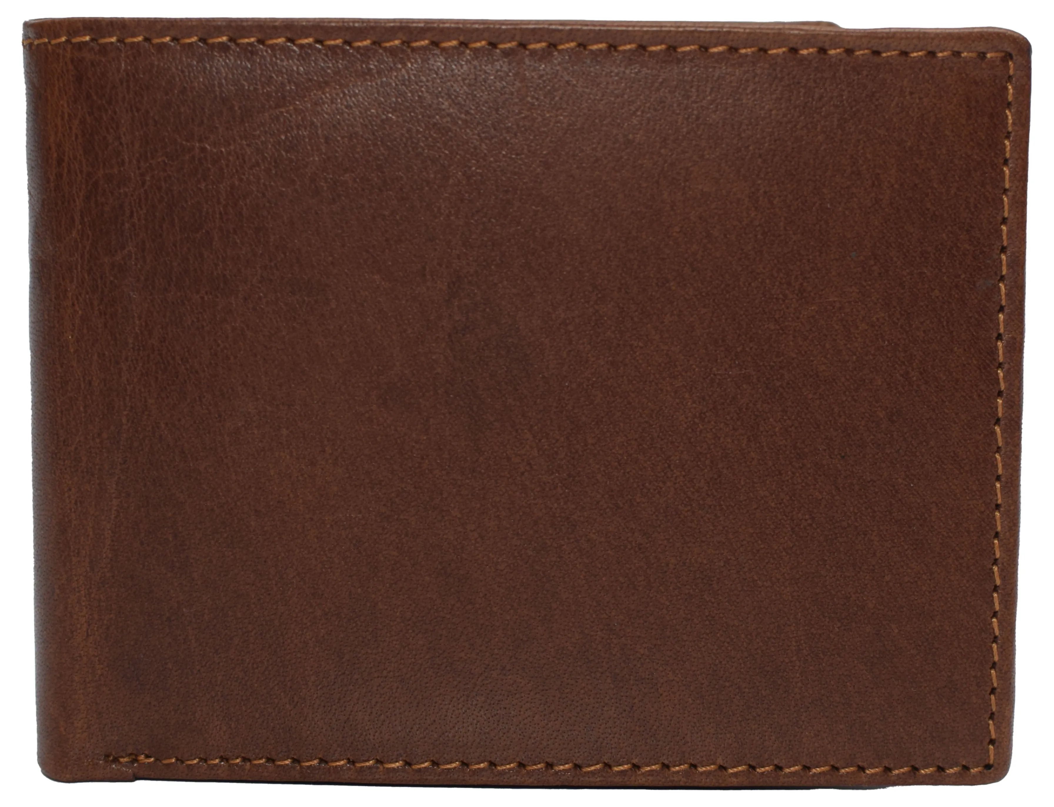 RFID0052BF RFID Blocking Bifold Vintage Buffalo Leather Wallet For Men with Center Flap ID