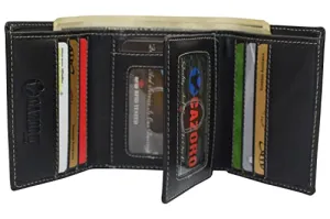 RFID1107BF Vintage Buffalo Leather Men's RFID Trifold Wallet With Double ID Windows