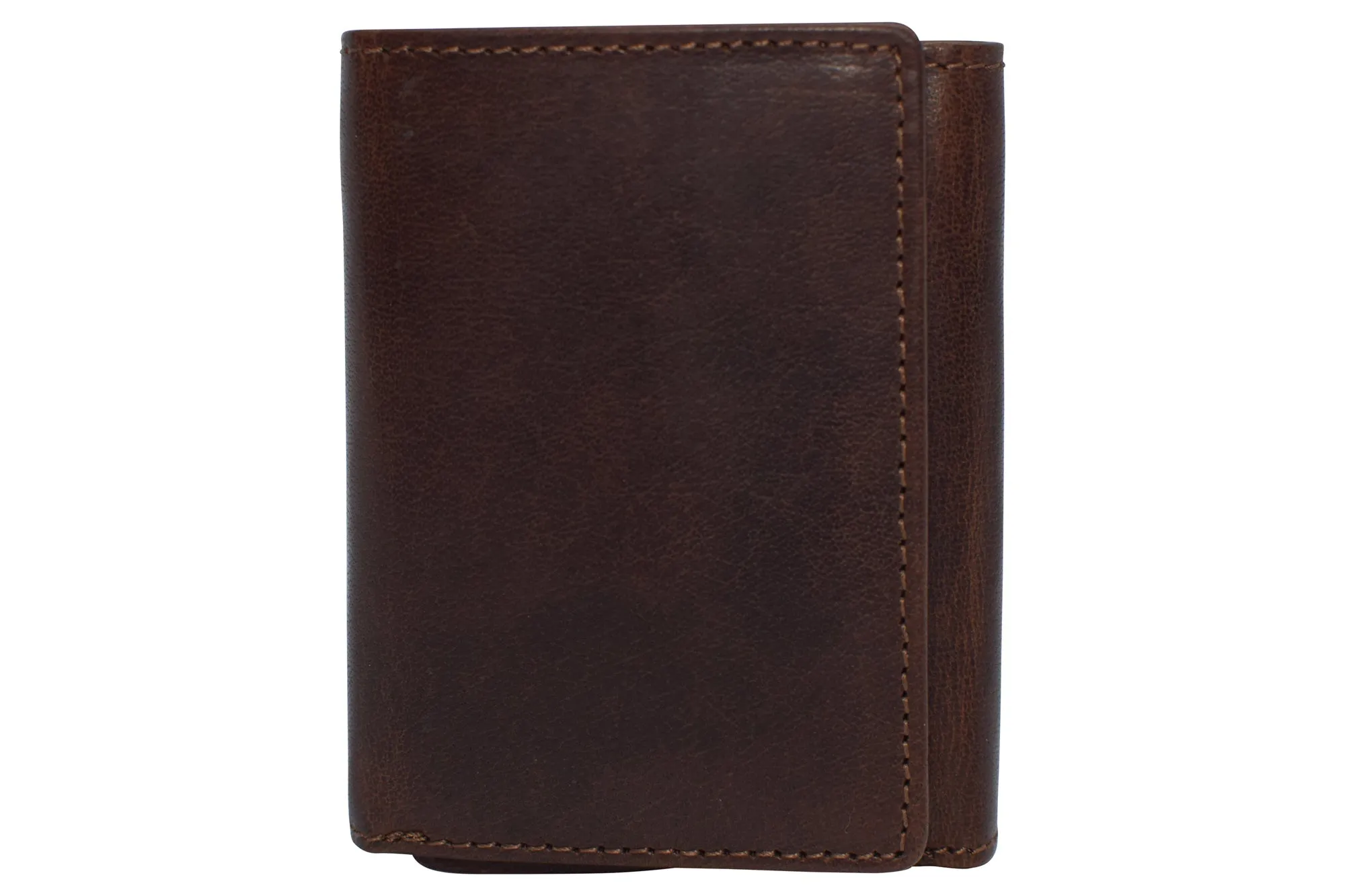 RFID1107BF Vintage Buffalo Leather Men's RFID Trifold Wallet With Double ID Windows